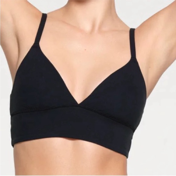 Skims Fits everybody LongLine Triangle Bralette Onyx size S - Picture 2 of 5